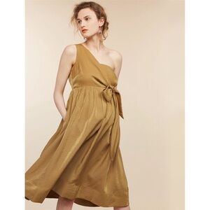 MIMI MATERNITY One Shoulder Gold Dress S